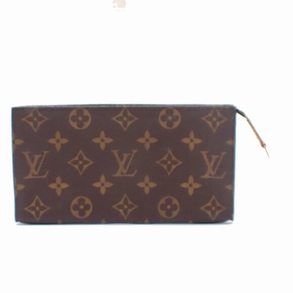 LOUIS VUITTON LV Logo Bucket GM Pouch Bag Monogram Leather Brown Gold 04CA008 - Picture 1 of 16